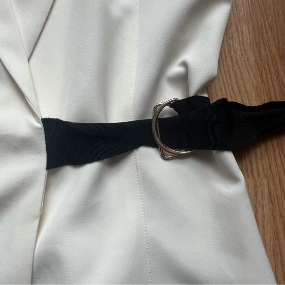 Dynamite white tuxedo wrap tunic/vest with black ribbon waist tie - Picture 3 of 8